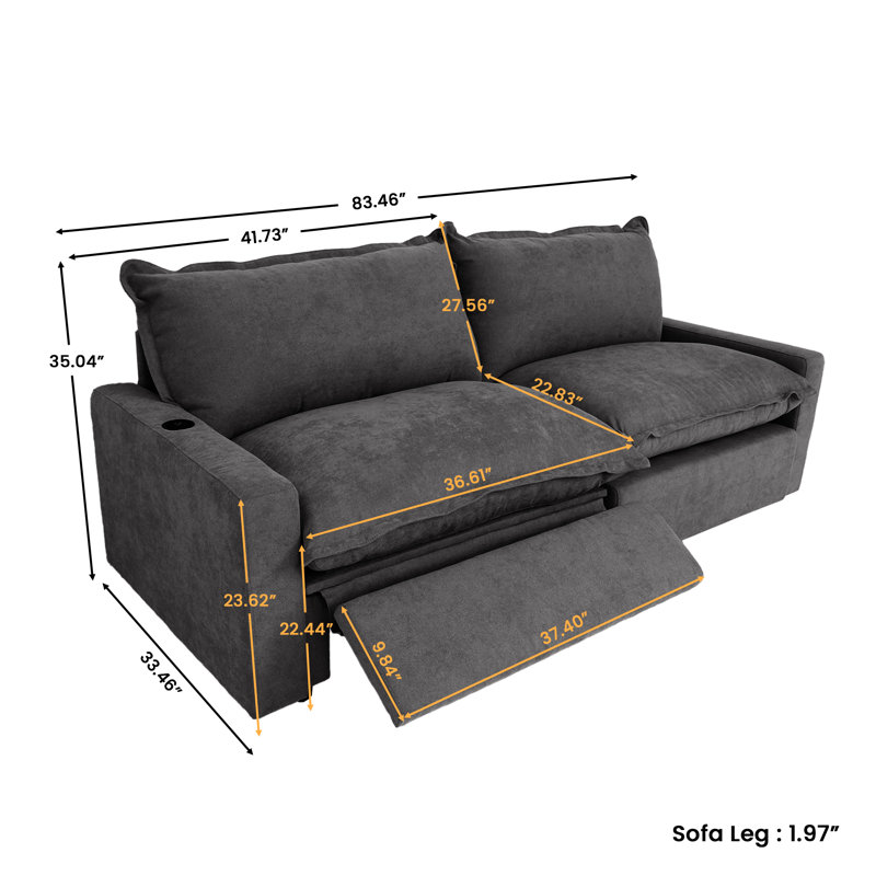 2-Piece Modular Linen Power Reclining Sectional With Heated Seats And Wireless Charging