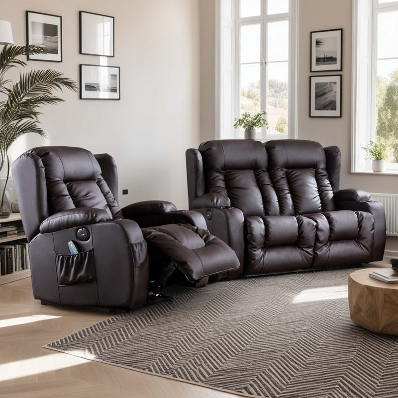 Electric Reclining Living Room Sets, Brown