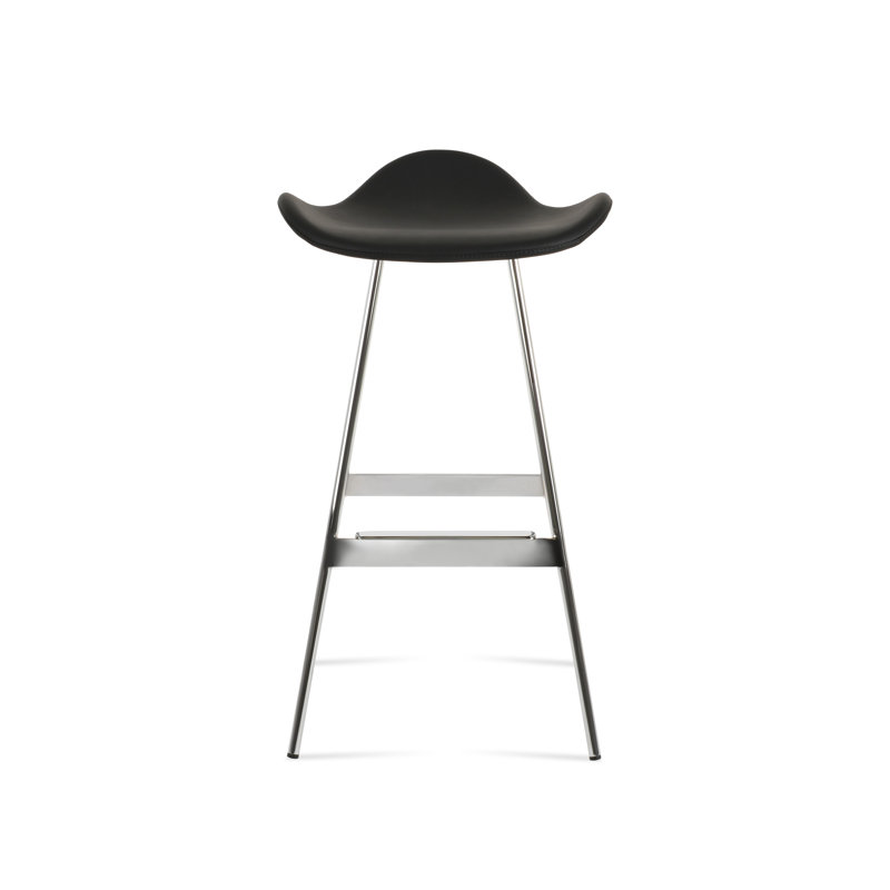Tabouret Falcon Balat, Noir ppm, Chrome chrome