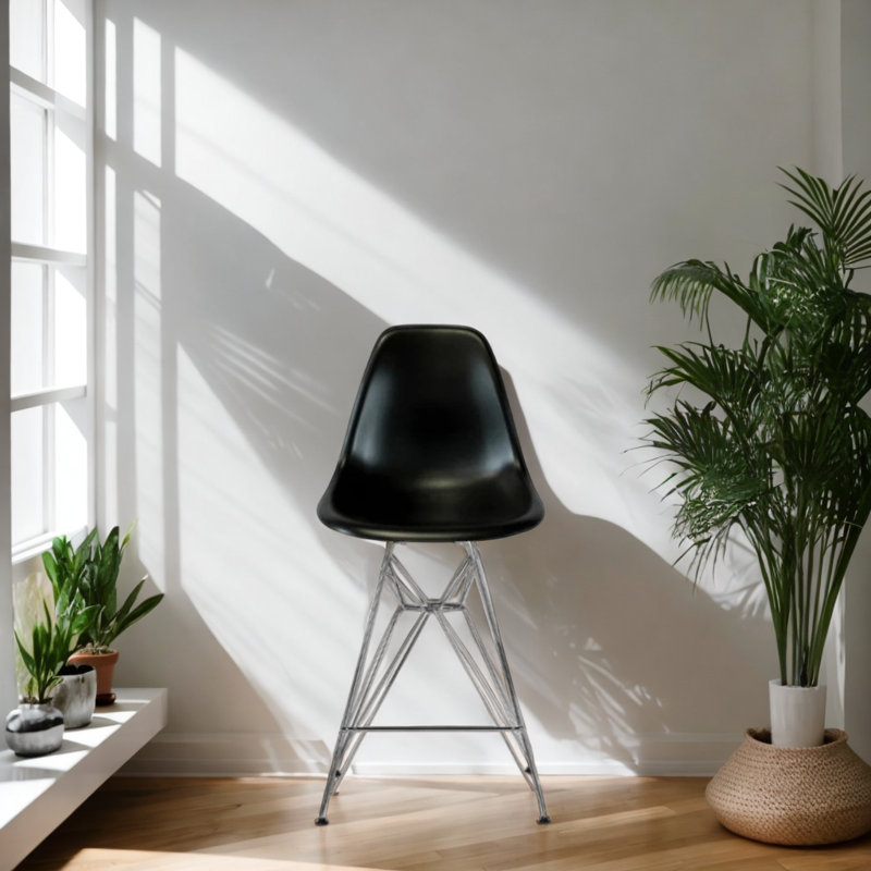 Counter Stool with Metal Frame, Balck