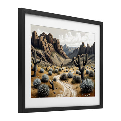 «Cactus Canyons Pathway», reproduction encadrée sous verre, conception de Tabz Jones