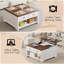 Table basse à plateau relevable Vividwood, table basse en bois avec grand rangement ouvert, tables basses carrées pour le salon, tables basses rustiques avec 2 tiroirs, café blanc-118850026-118850028