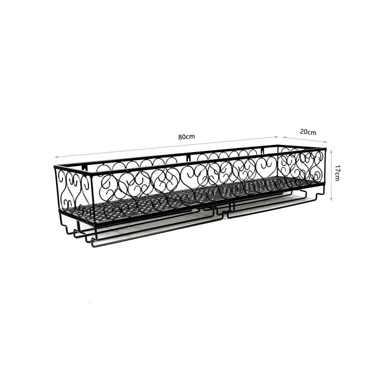 Wall Mounted Wine Bottle & Glass Rack Black