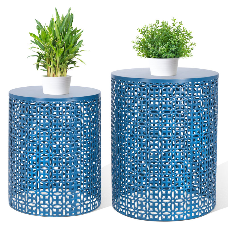 2 tabourets de jardin Daisi en métal