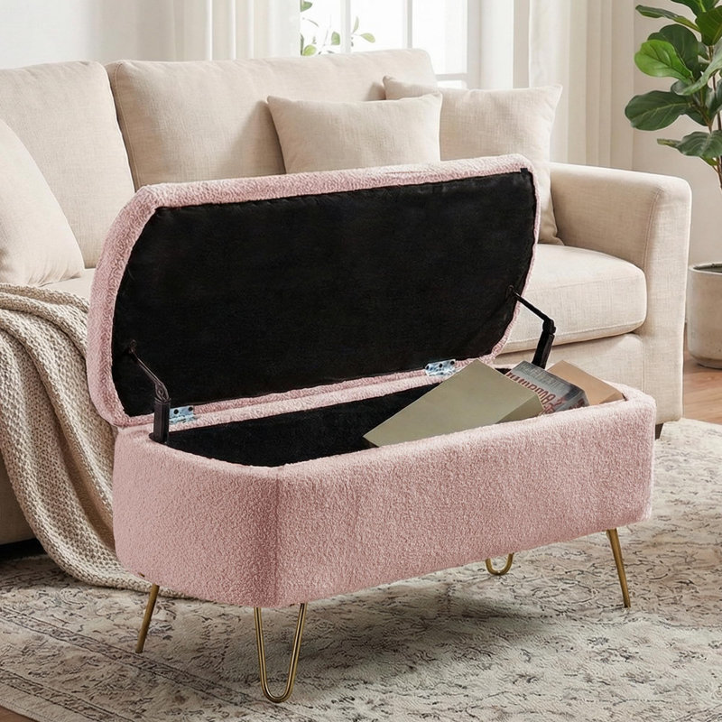 Banc de rangement rembourré Modern, Rose