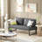 Aisha 45.7'' Upholstered Faux Leather Loveseat Sofa Mid-century Modern Loveseat Couch-1032361349