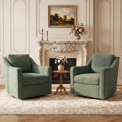 Upholstered Fabric Swivel Armchair