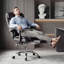 Fauteuil de bureau à hauteur ajustable avec repose-pieds Fauteuil d'ordinateur confortable à dossier haut Fauteuil de jeu inclinable en cuir durable