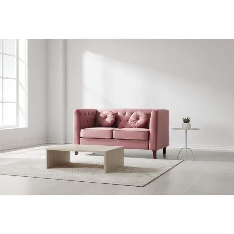 Causeuse capitonnée en velours, Rose