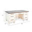 Bureau Wiz, plateau en bois brun de 66 pouces, 7 tiroirs, bois d'acajou blanc