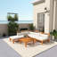 Ensemble de meubles de jardin 6 pièces, canapé modulaire en L en bois d'acacia avec lit de jour convertible, table de thé et repose-pieds