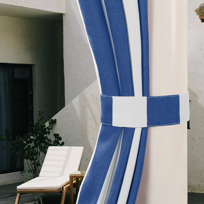 Stripe Outdoor Tab Top Panel, 52" W x 96" L, Blue