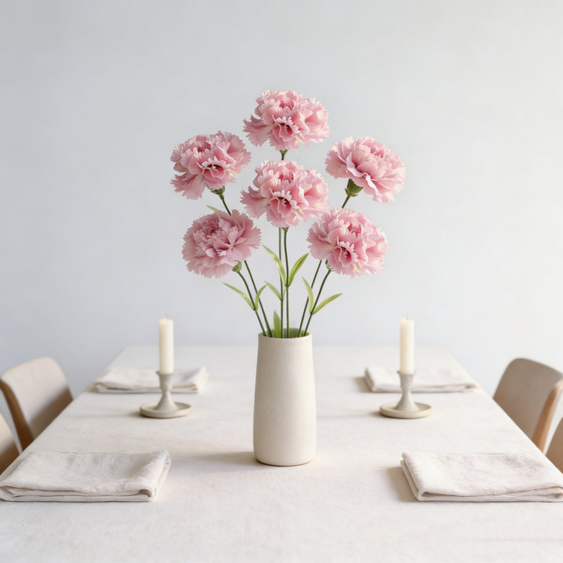 6 œillets fleurs artificielles avec tiges, Rose