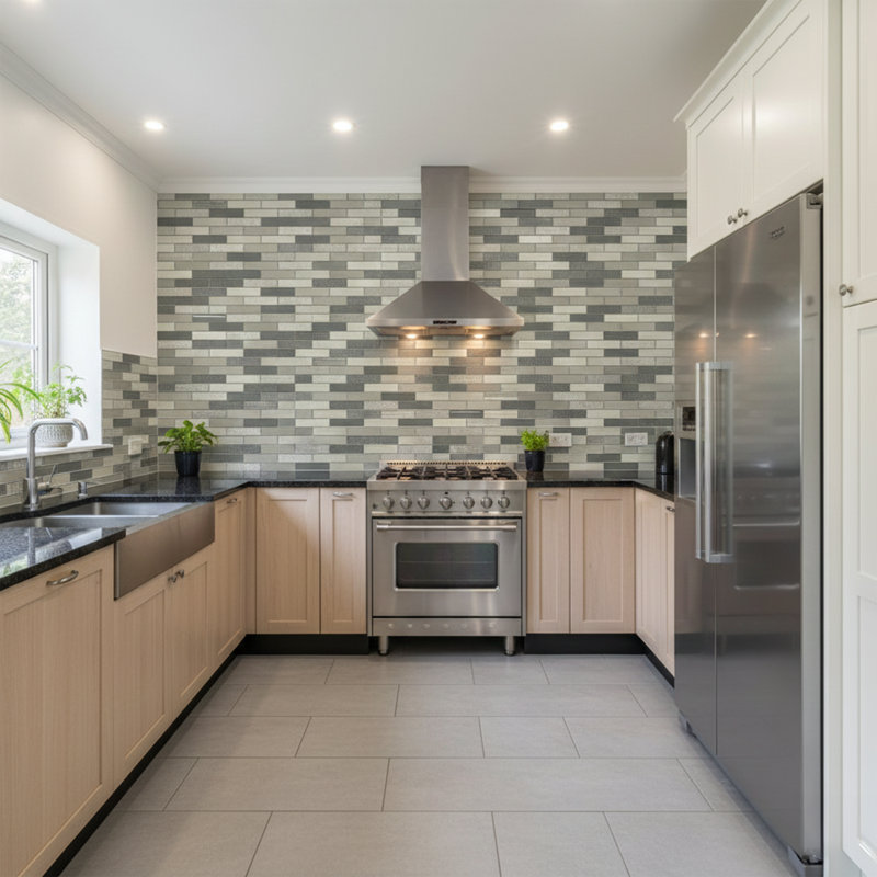 1" x 3" Flat Glass Brick Joint Mosaic Wall Tile
