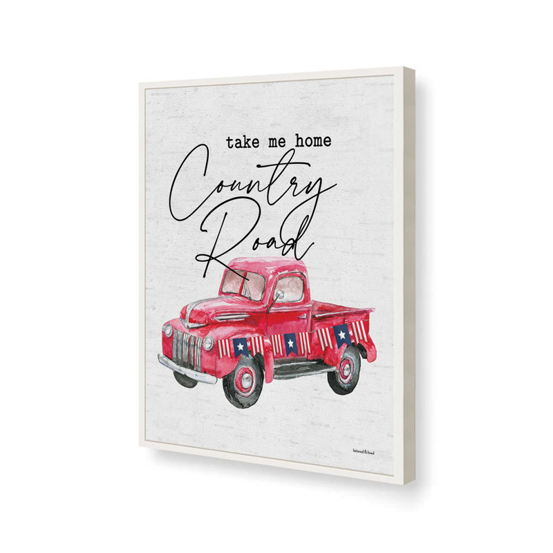 «Country Road» par lettres et doublures, reproduction d'art, L 24 po x H 32 po, Impression encadrée, Blanc