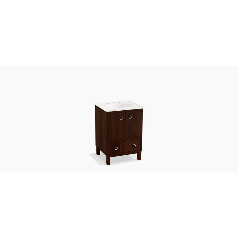 Jacquard 24" Vanity Base Only with Furniture Legs, 2 Doors and 1 Drawer, Ramie noyer