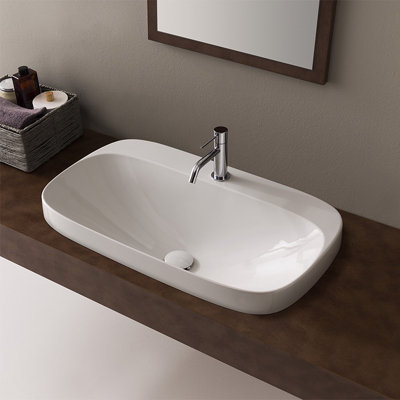 Lavabo de salle de bain vasque ovale en céramique Moon
