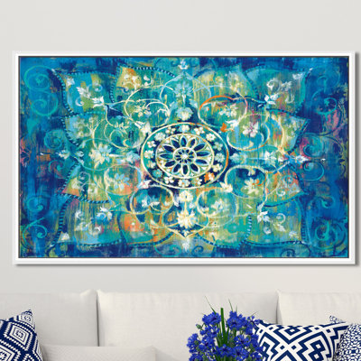 «Mandala in Blue I Bright», reproduction d'art sur toile