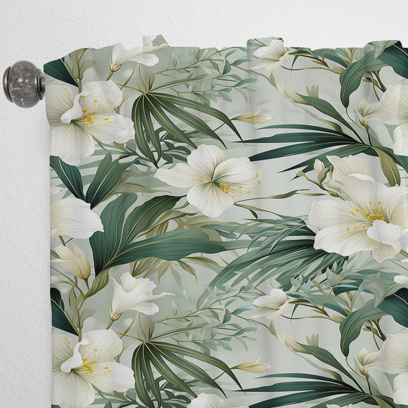 Bamboo Whispers Tropical Pattern IV - Floral Curtain - Velvet Room Darkening - 1 panel, 52" W x 63" L