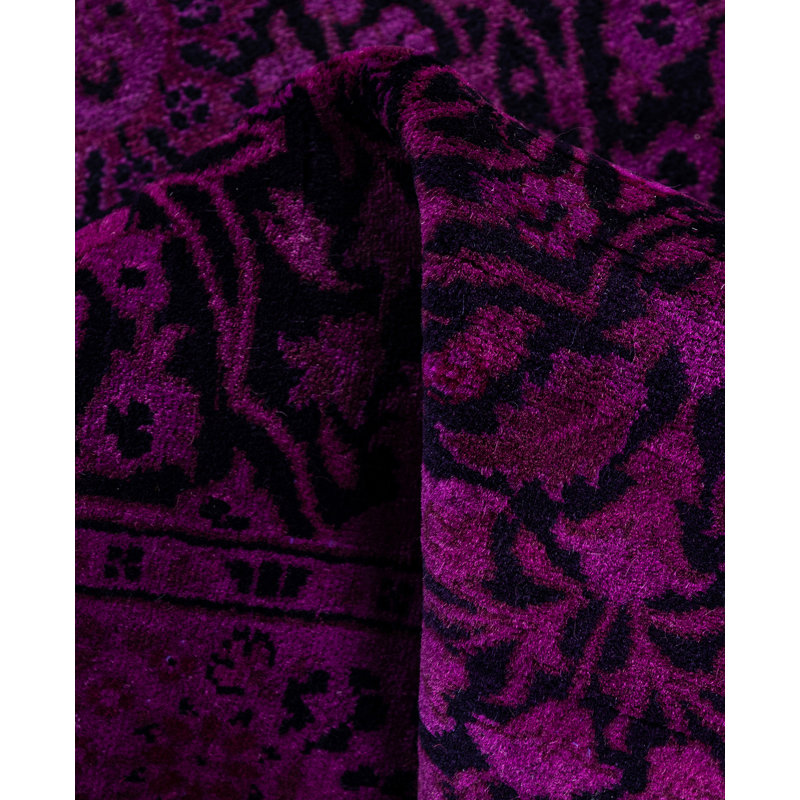 Overdyed Hand-Knotted Wool Modern-Contemporary Purple Runner 2' 7" x 18' 8"