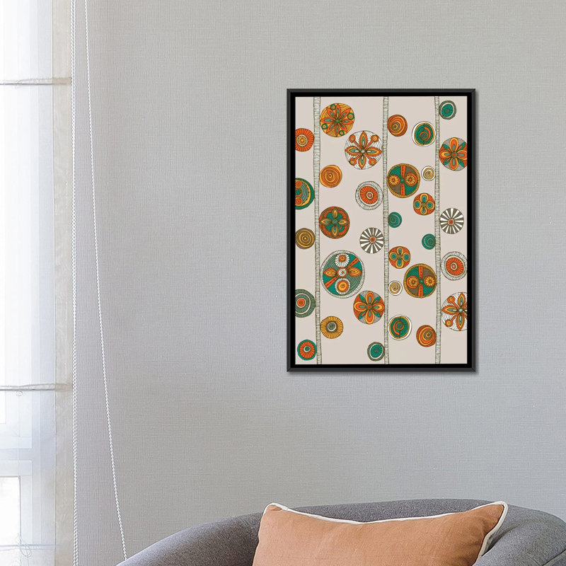 Folk Pattern I, impression sur toile tendue, H 26 po x l 18 po x P 1,5 po, Toile avec cadre noir