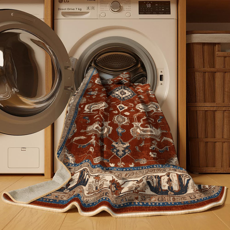 Tapis brun lavable à la machine, Rond 4 pi