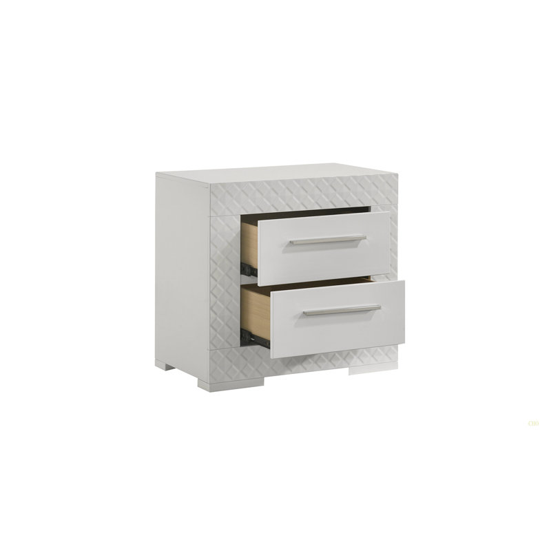 Table de chevet 2 tiroirs Blanca