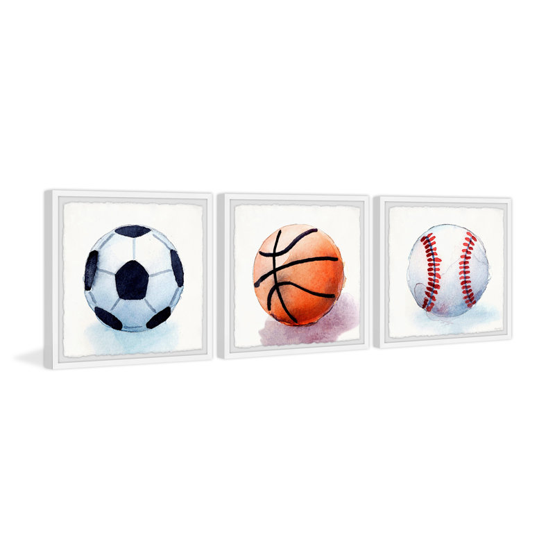 Easterday Kick, Shoot And Toss - 3 Piece Single Picture Frame Print Set, 30cm H x 30cm W