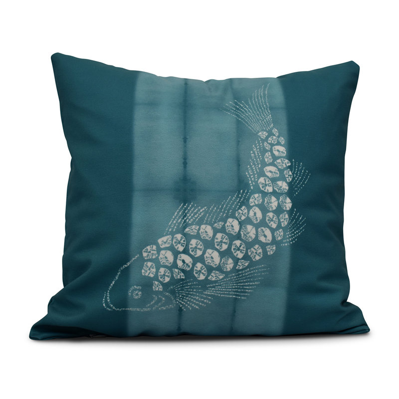 Intercoastal Waterway Reversible Throw Pillow, 16" H x 16" W, Teal