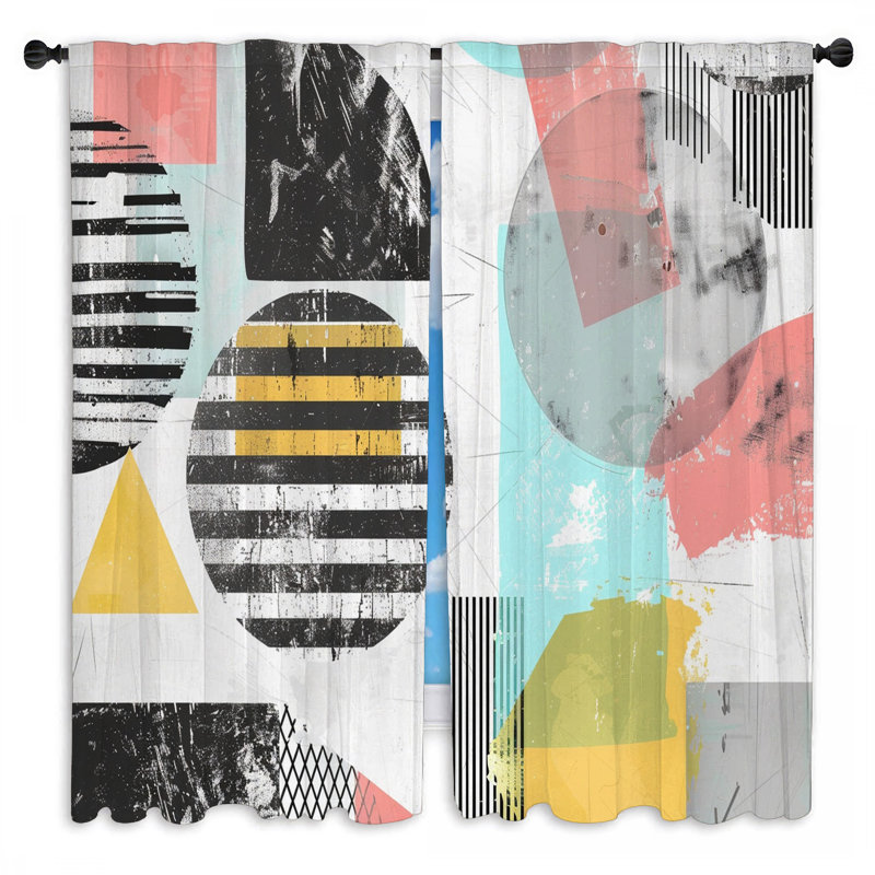 Rideaux de fenêtre à motif géométrique - 2 panneaux, L 20 po x L 52 po