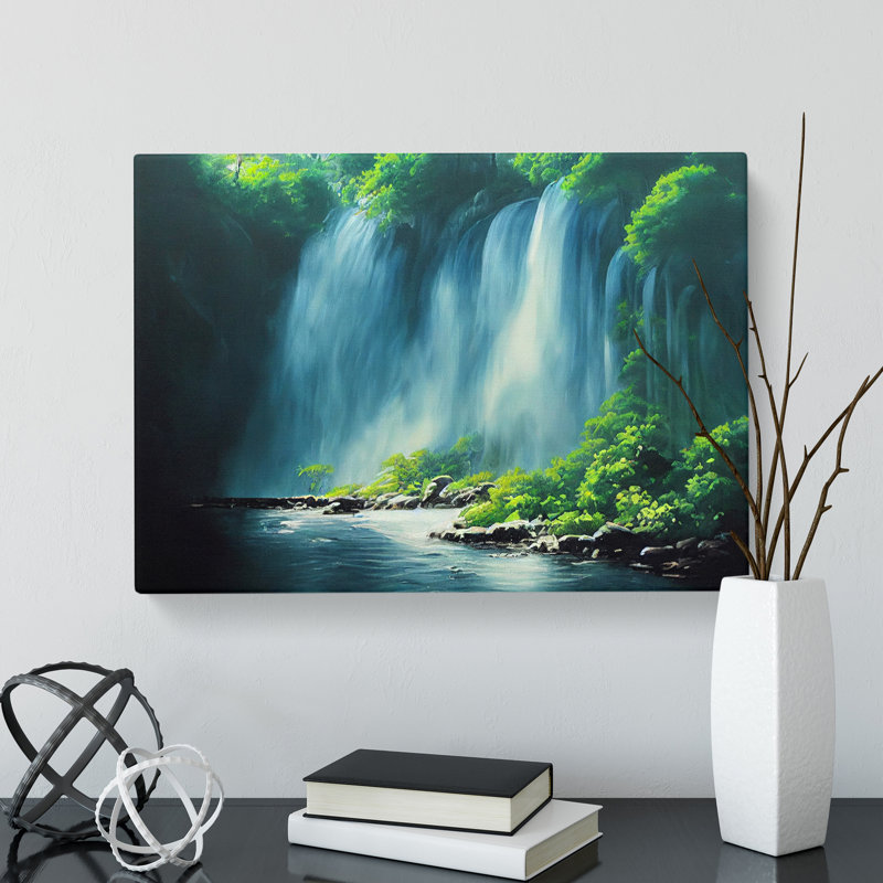 Waterfall Art Painting Vol.2 - Wrapped Canvas, 35cm H x 50cm W x 3cm D