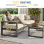 Ensembles de mobilier de patio en aluminium avec sièges surdimensionnés, ensemble de mobilier d'extérieur pour toutes les saisons, ensembles de conversation d'extérieur avec accoudoirs en bois doux au toucher-109557905
