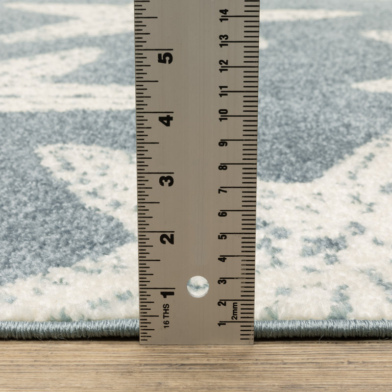 Tapis bleu / ivoire Quince, Tapis de couloir de 2 pi x 7 pi