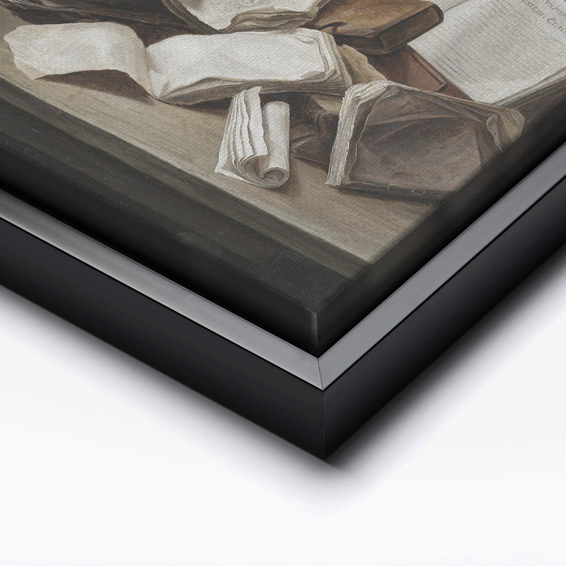 Nature morte avec des livres, Cadre noir, Canevas, H 08 po x l 10 po