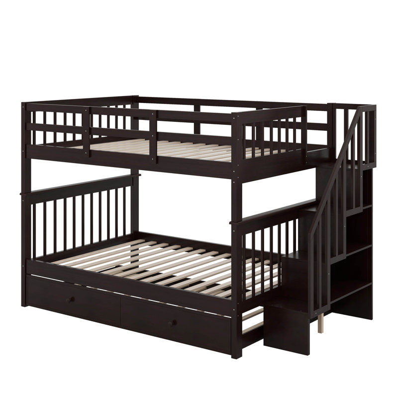 Full Over Full Bunk Bed With Trundle, Espresso