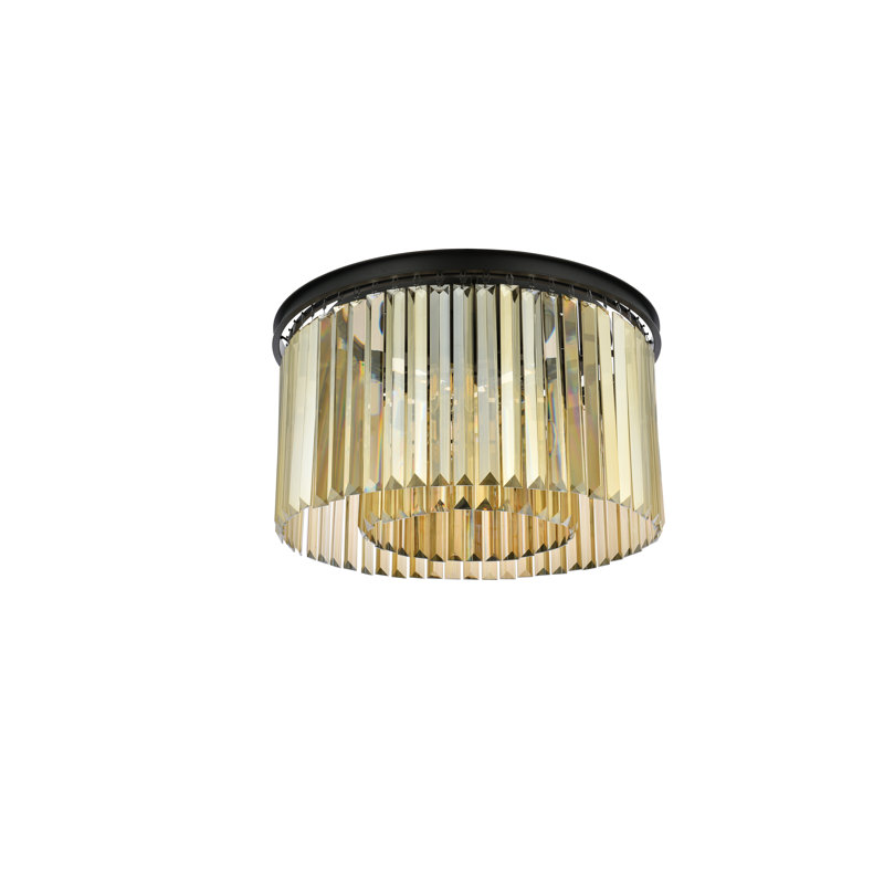 Yazmin Crystal Flush Mount, Matte Black, Smoky