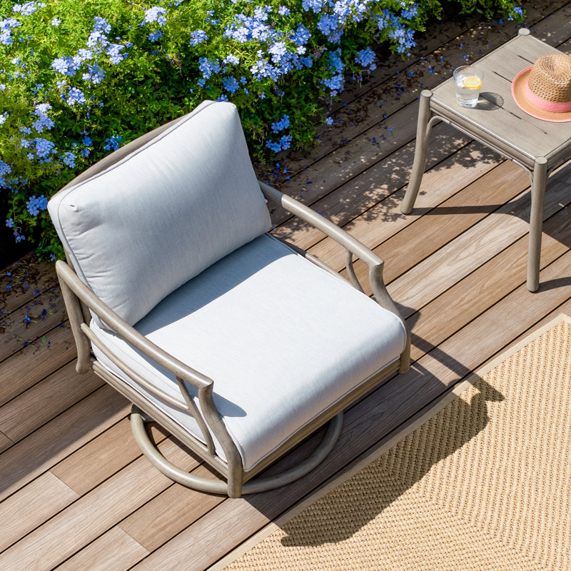 Lamando Patio Aluminum Swivel Conversation Set With Table And Cushions