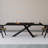 Black Rectangular Solid Wood+Iron Dining Table-1970610418
