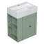 Meuble-lavabo de 20 po avec lavabo en céramique, poignée dorée et tablettes de rangement latérales-939302182