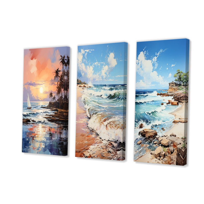 Plage, bord de mer, nostalgie, H 28 po x l 36 po, Toile tendue