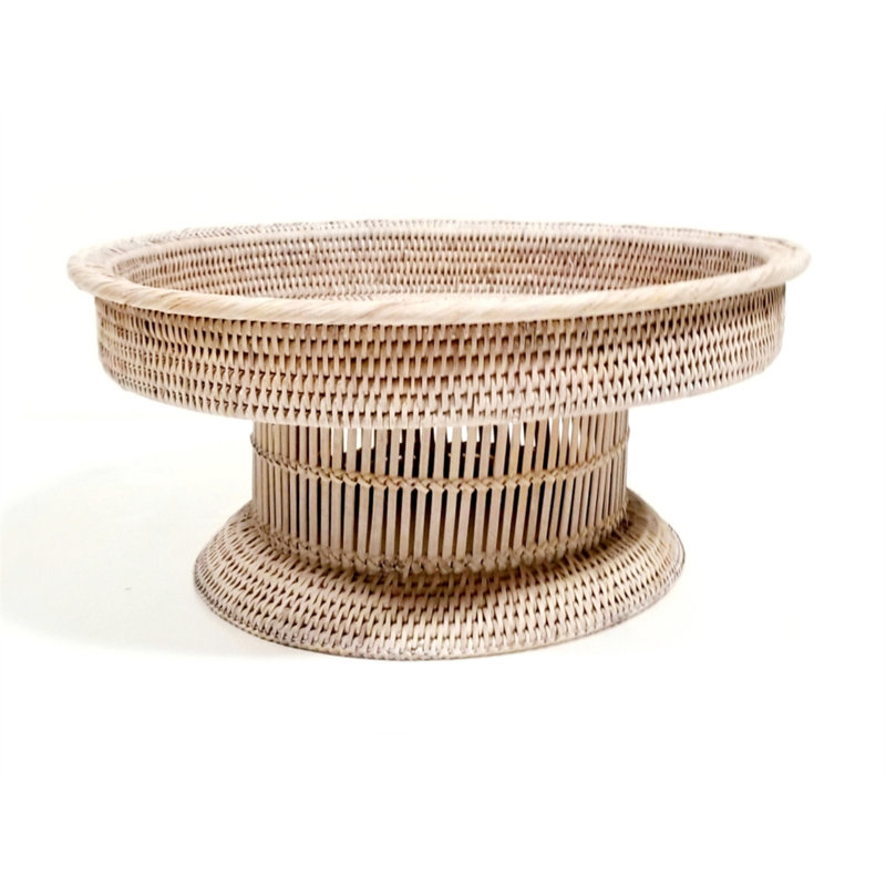 Matahari US Rattan Tray, 8" H x 18" W x 18" D, White Wash