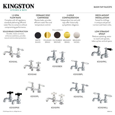 Robinet de lavabo à deux poignées Kingston