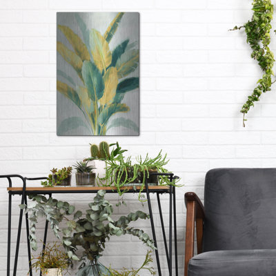 Bay Isle Home™ 'Greenhouse Palm 2 Teal Green And Gold C' by Danhui Nai Metal Wall Art,
