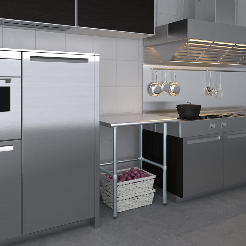 Table de travail en acier inoxydable, H 35 po x L 30 po x L 24 po