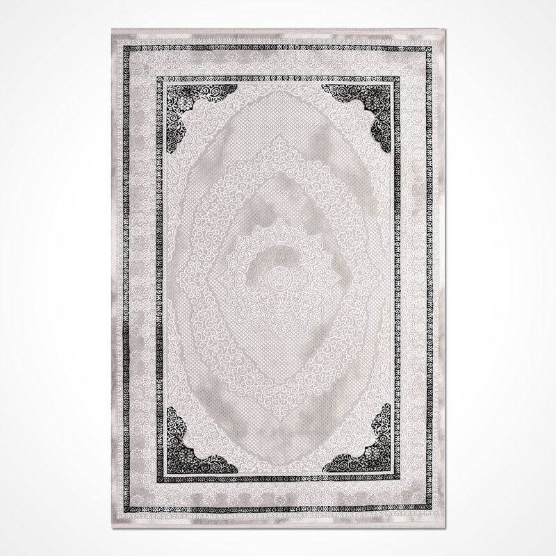 Tapis oriental beige antidérapant lavable à la machine, Rectangle 4 pi x 5 pi 11 po