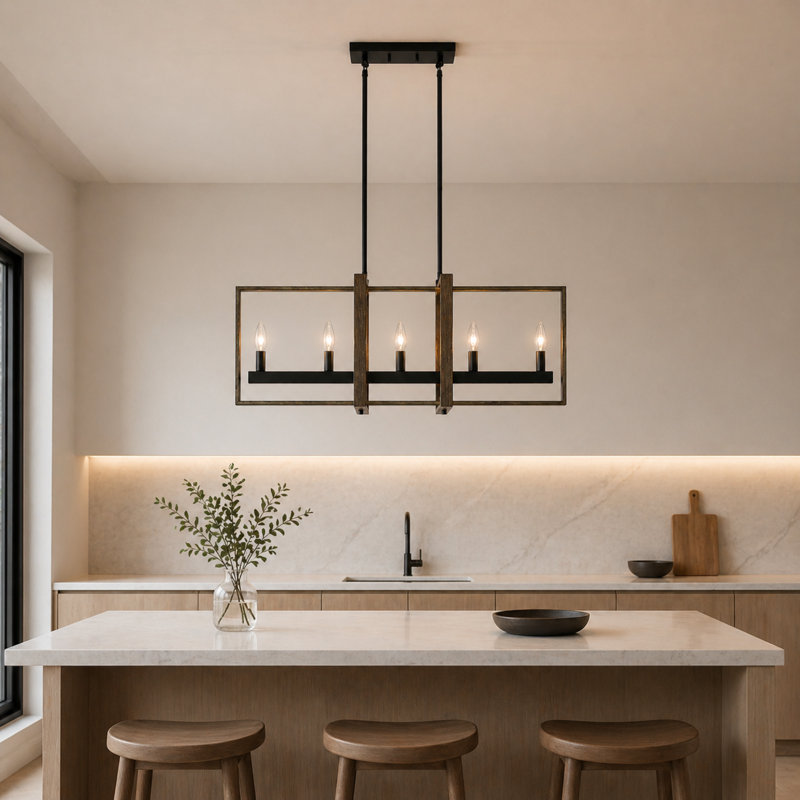 5-Light Open-Frame Linear Island Chandelier