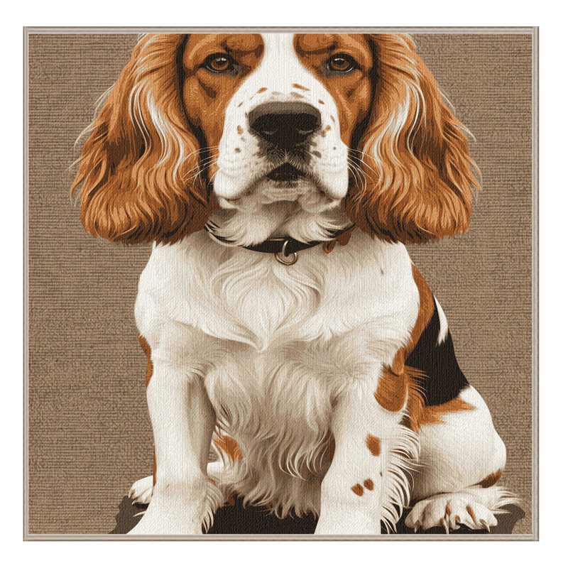 Washable Brittany Dogs Area Rug, Square 4'