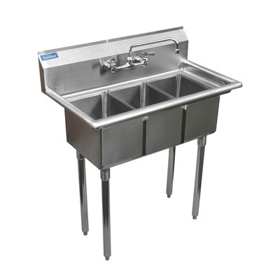 37" L x 19" W Free Standing Prep & Utility Sink with Faucet