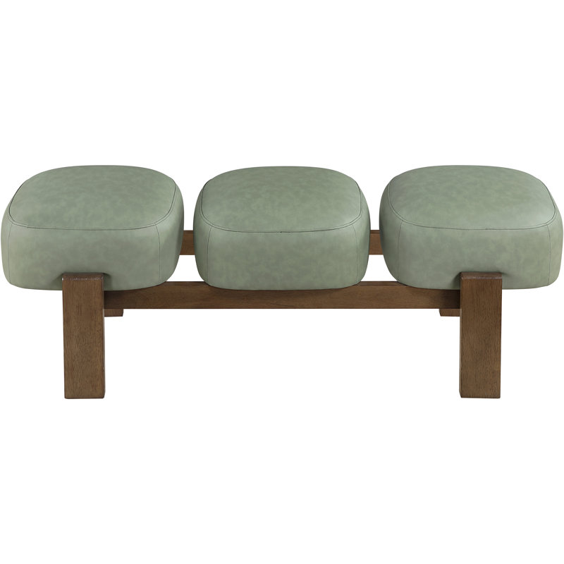 Banc rembourré en cuir Woodcrest, Brun noyer, Cuir végétalien vert