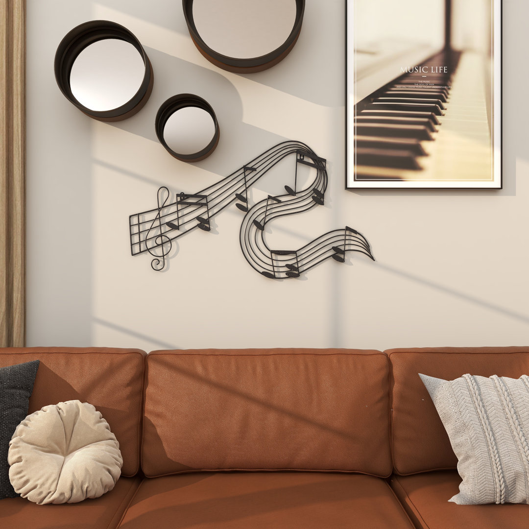 Metal Notes Musical Notes Black Wall Decor Red Barrel Studio®